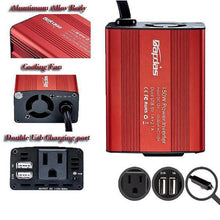 Load image into Gallery viewer, 150W Car Power Inverter DC 12V to 110V/220V AC Car Converter with 3.1A Dual USB Car Adapter-Red